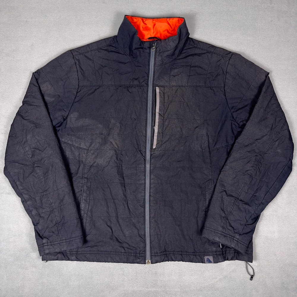 LL‎ Bean Quilted Insulated Jacket Black Orange Lining Full Zip Outdoor Mens XL